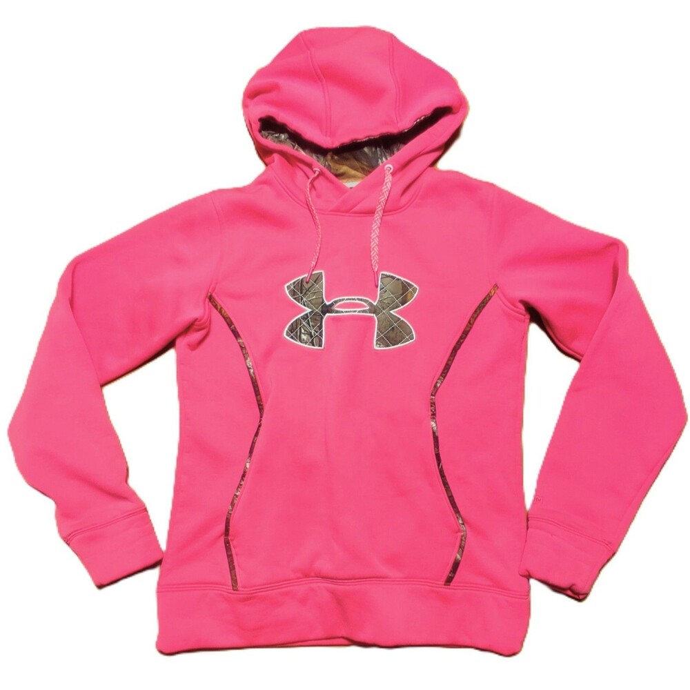 Under Armour Storm Hoodie Womens M Pink Camo Logo ColdGear Pullover